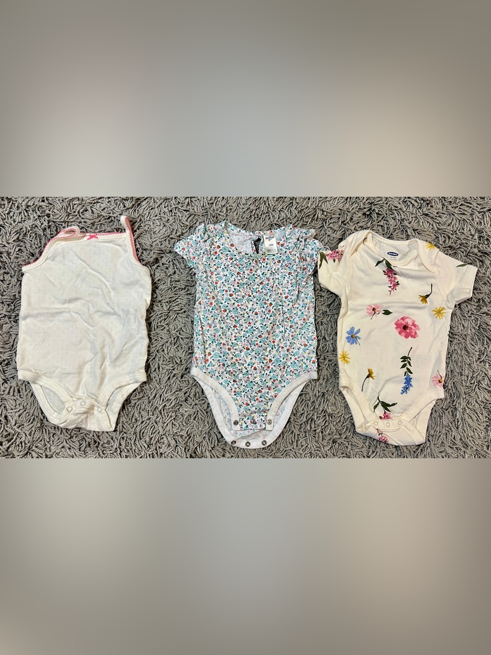 Carter's White, Floral & Multicolor Baby One-Piece Bodysuit Set
